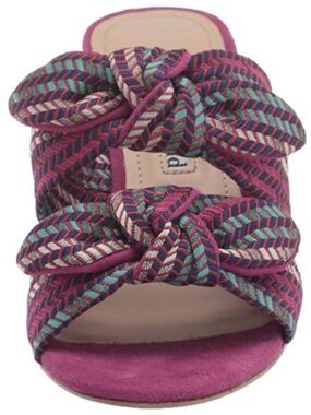 Charles David Multicolor Woven Knotted Slide - Pink Blue Teal